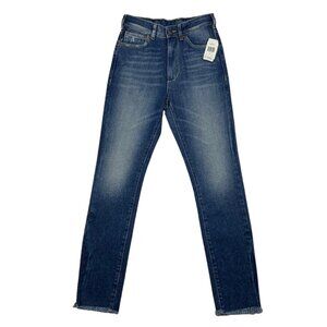 Ser.O.Ya Toya Jeans 25 Tahoe Blue High Rise Slim Leg Raw Hem Zip Fly